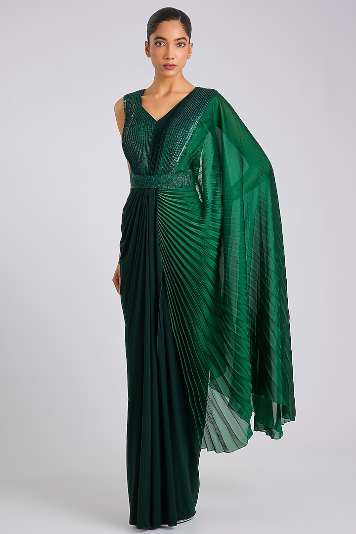 Emerald Jersey Ombre Wedding Gown by Amit Aggarwal at Pernia's Pop Up Shop
