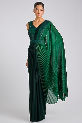 Emerald Jersey Ombre Gown by Amit Aggarwal