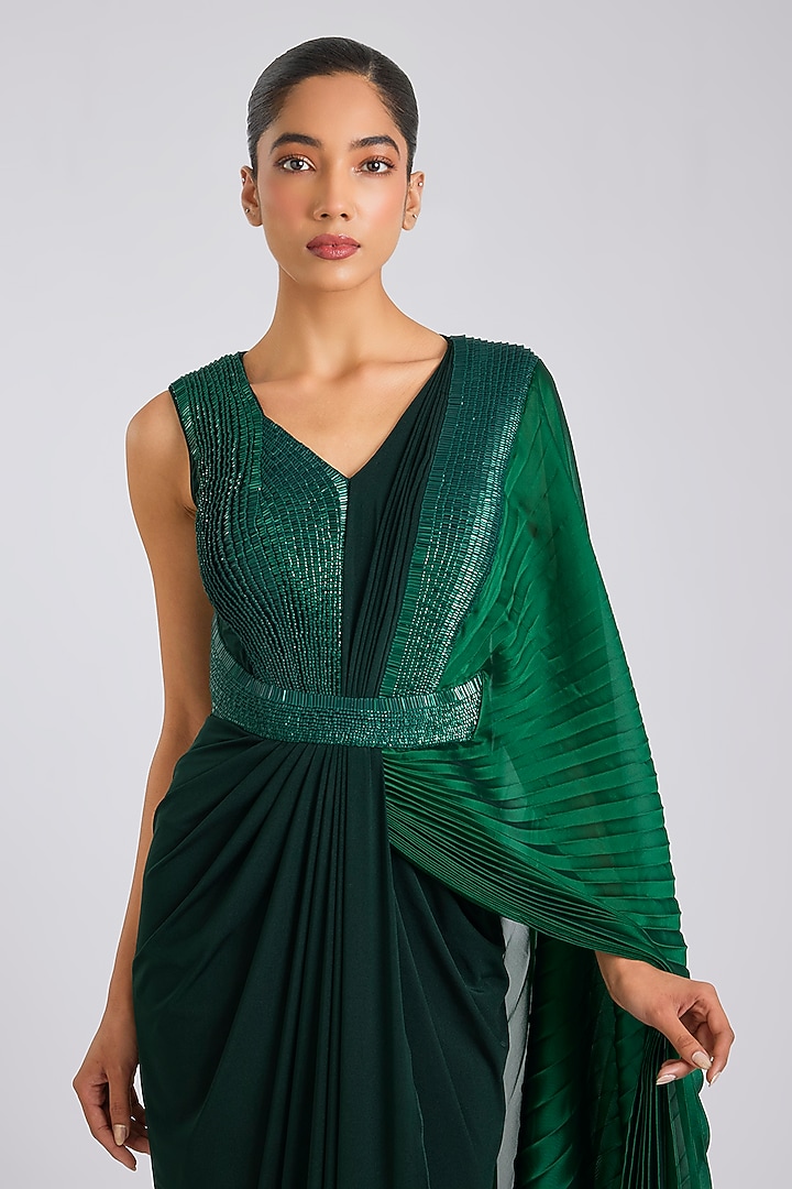Emerald Jersey Ombre Wedding Gown by Amit Aggarwal at Pernia's Pop Up Shop