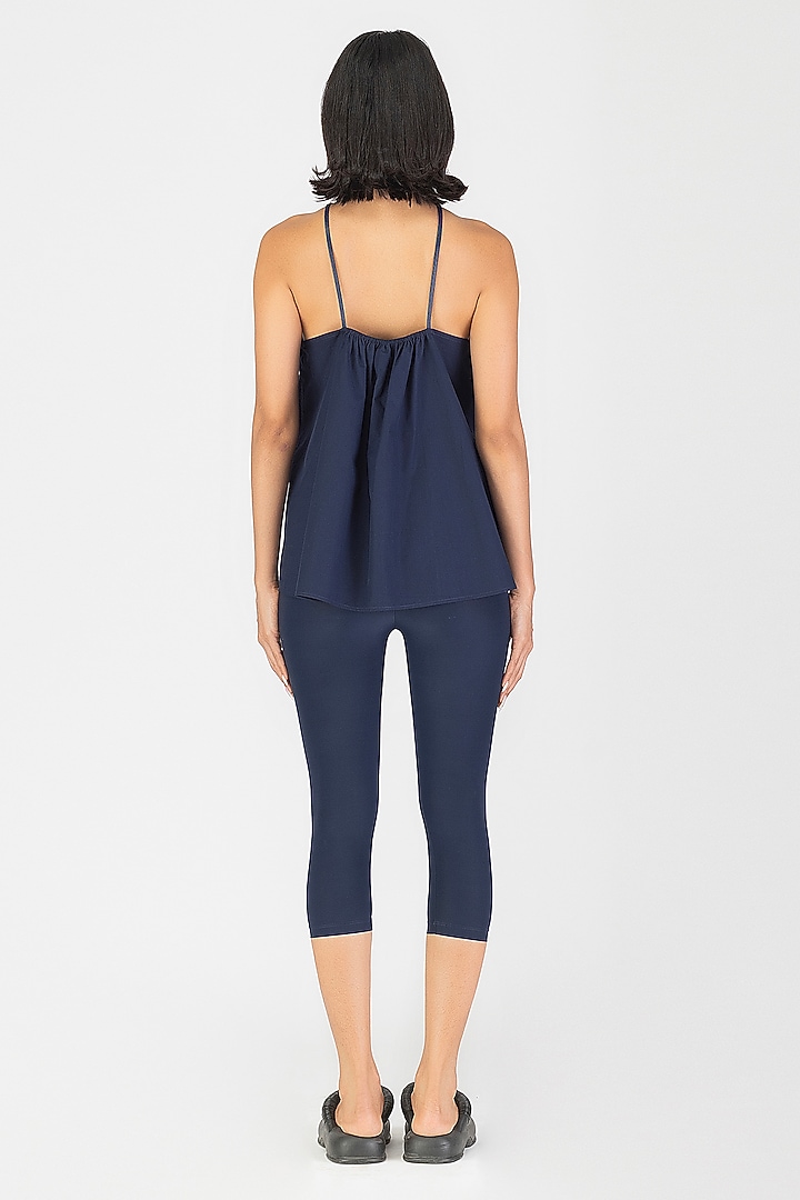 Cosmos Ink Blue Poplin Spaghetti Top by Amit Aggarwal at Pernia's Pop Up Shop