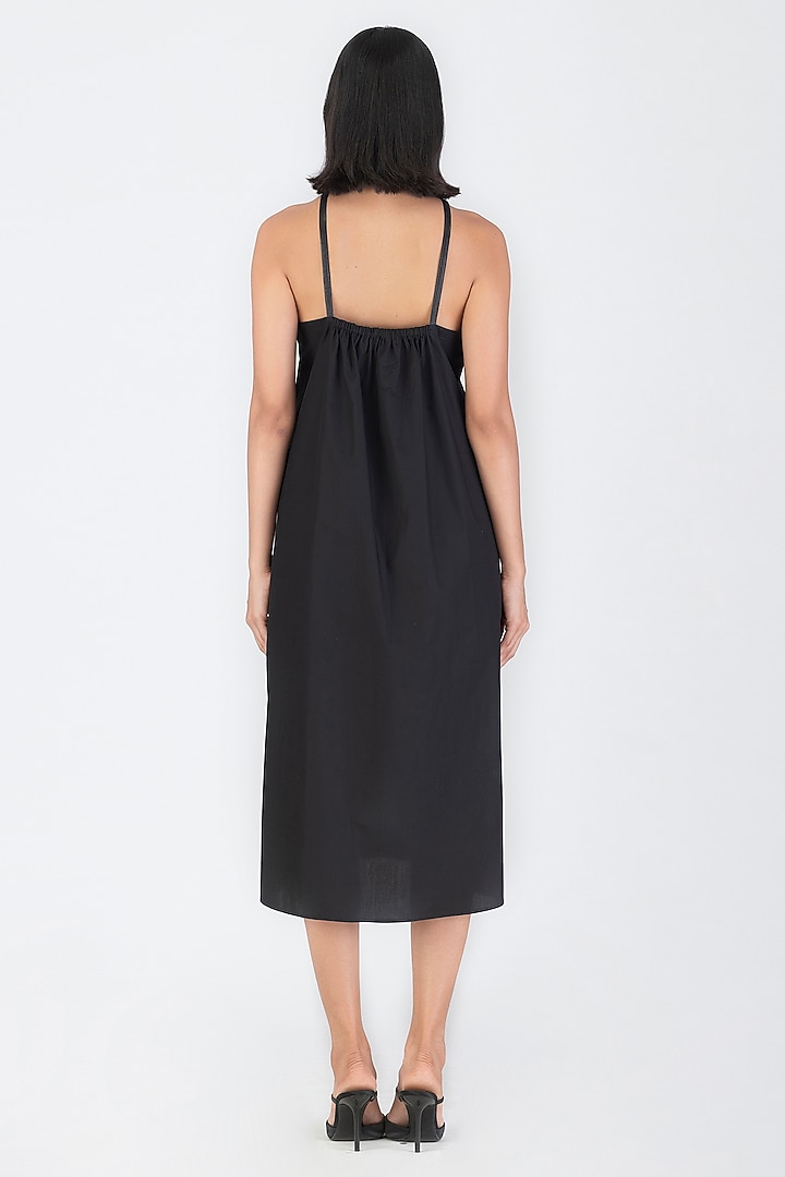 Onyx Black Poplin Spaghetti Vacation Dress by Amit Aggarwal at Pernia's Pop Up Shop