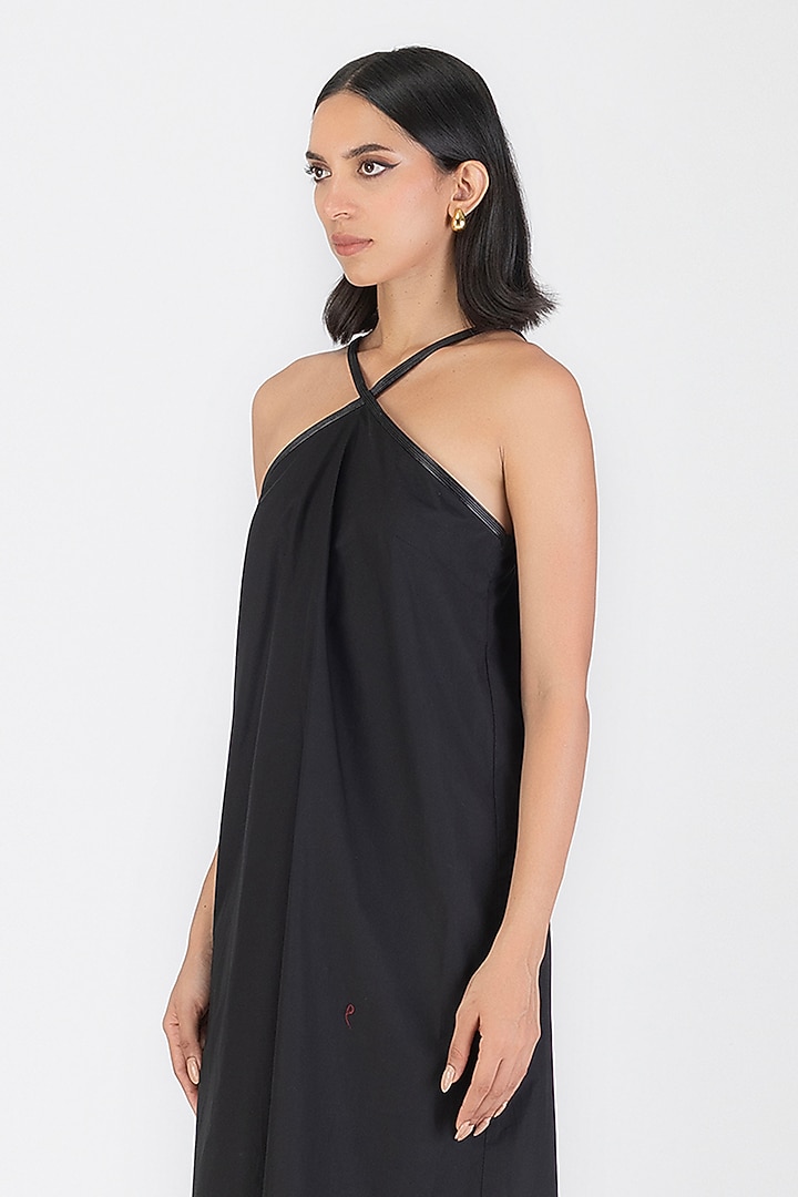 Onyx Black Poplin Spaghetti Vacation Dress by Amit Aggarwal at Pernia's Pop Up Shop
