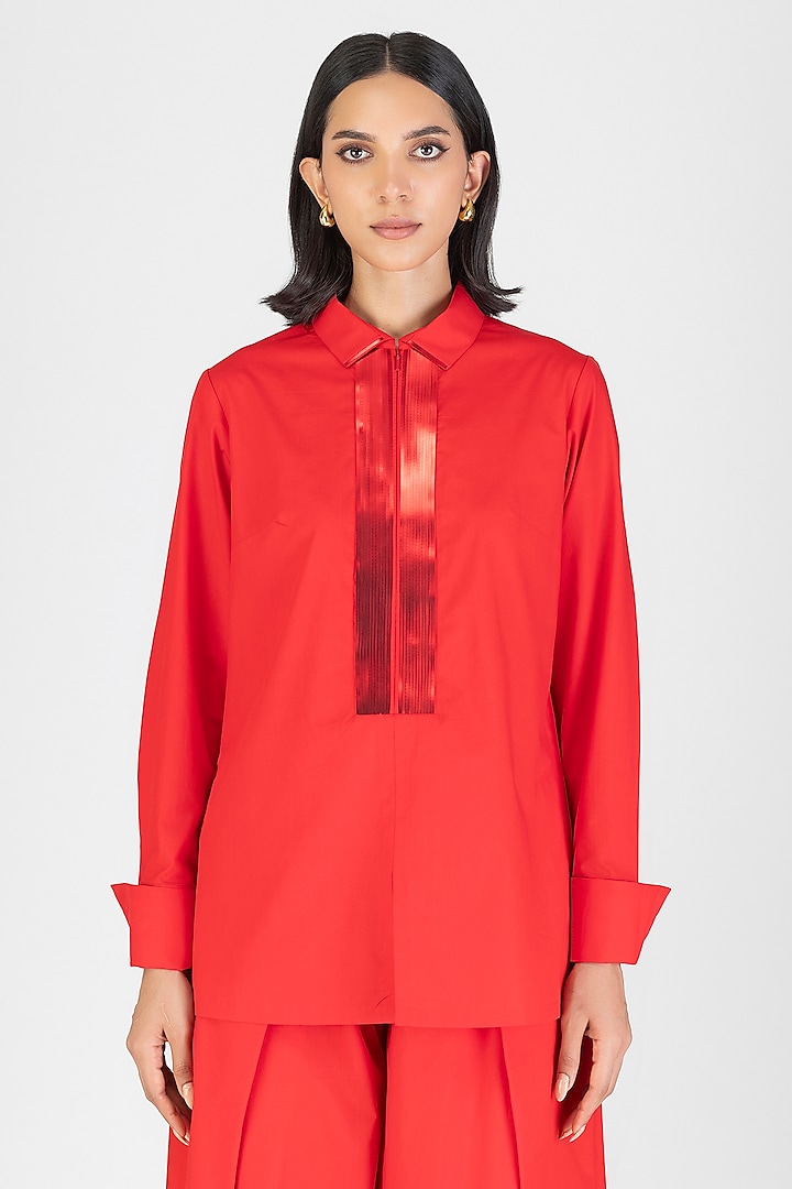 Magma Poplin Pleated Top by Amit Aggarwal at Pernia's Pop Up Shop