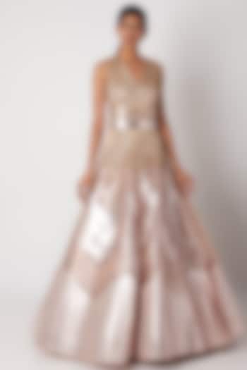 Blush Pink Embroidered Ombre Gown by Amit Aggarwal