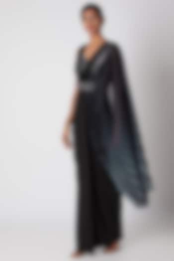 Grey Ombre Embroidered Pre-Stitched Reception Saree by Amit Aggarwal at Pernia's Pop Up Shop