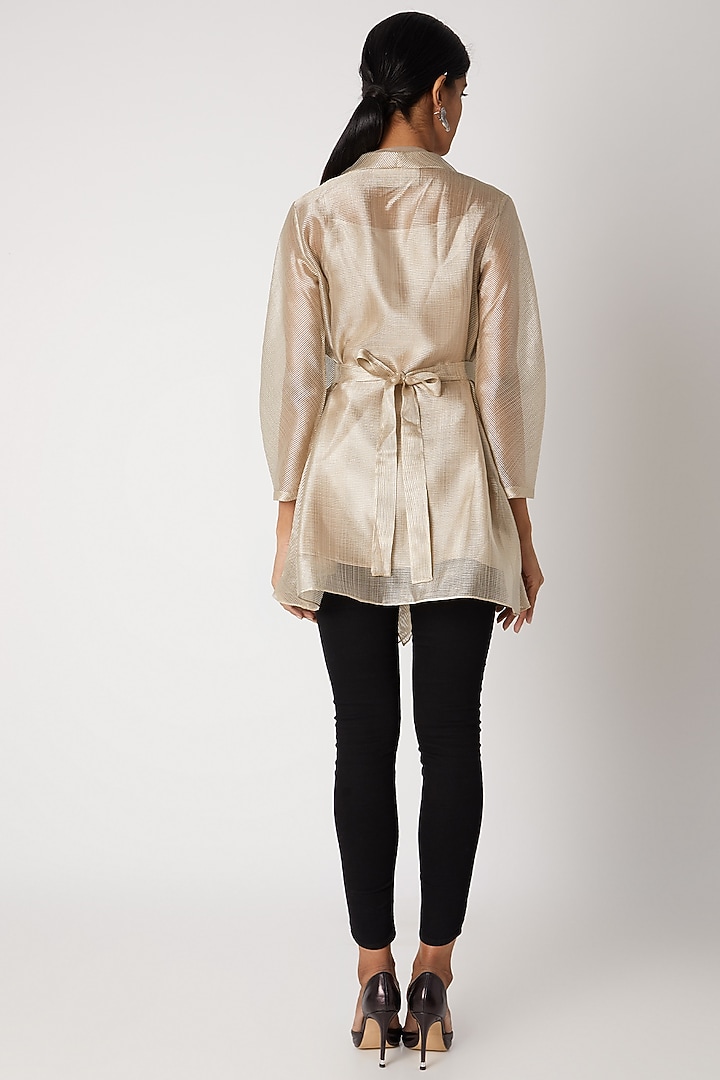 Gold Embroidered Draped Top by Amit Aggarwal at Pernia's Pop Up Shop