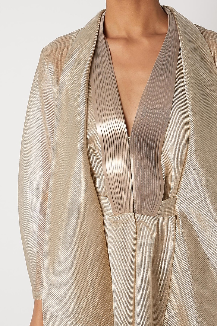 Gold Embroidered Draped Top by Amit Aggarwal at Pernia's Pop Up Shop