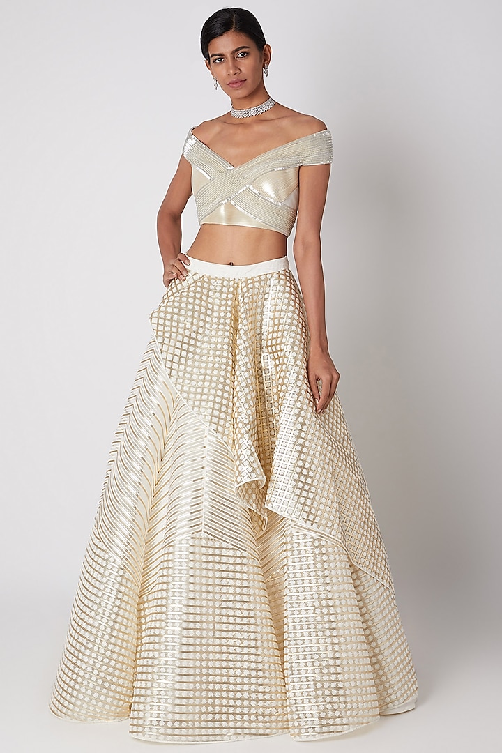 Ivory Embroidered Lehenga With Blouse by Amit Aggarwal