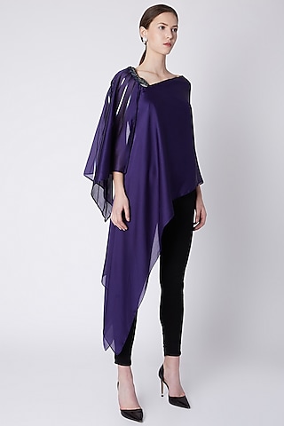 Cobalt Blue Embroidered Top by Amit Aggarwal
