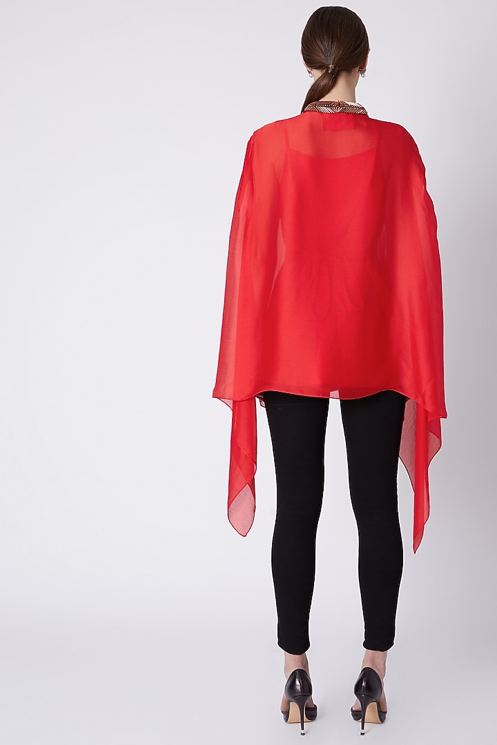 Red Top With Embroidery by Amit Aggarwal at Pernia's Pop Up Shop