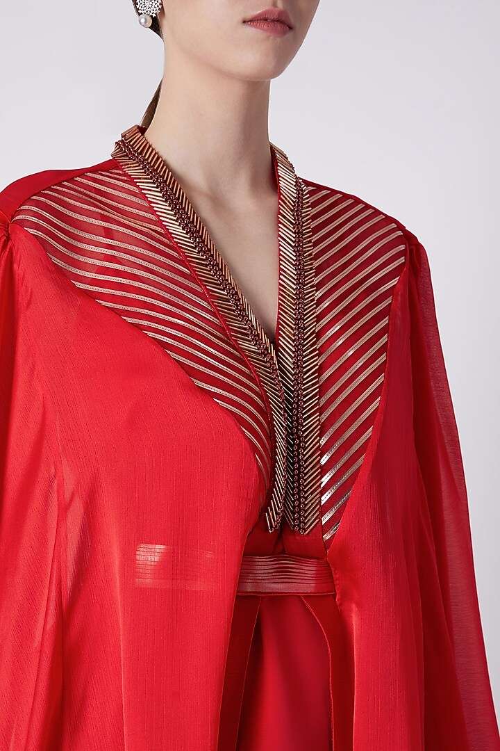 Red Top With Embroidery by Amit Aggarwal at Pernia's Pop Up Shop