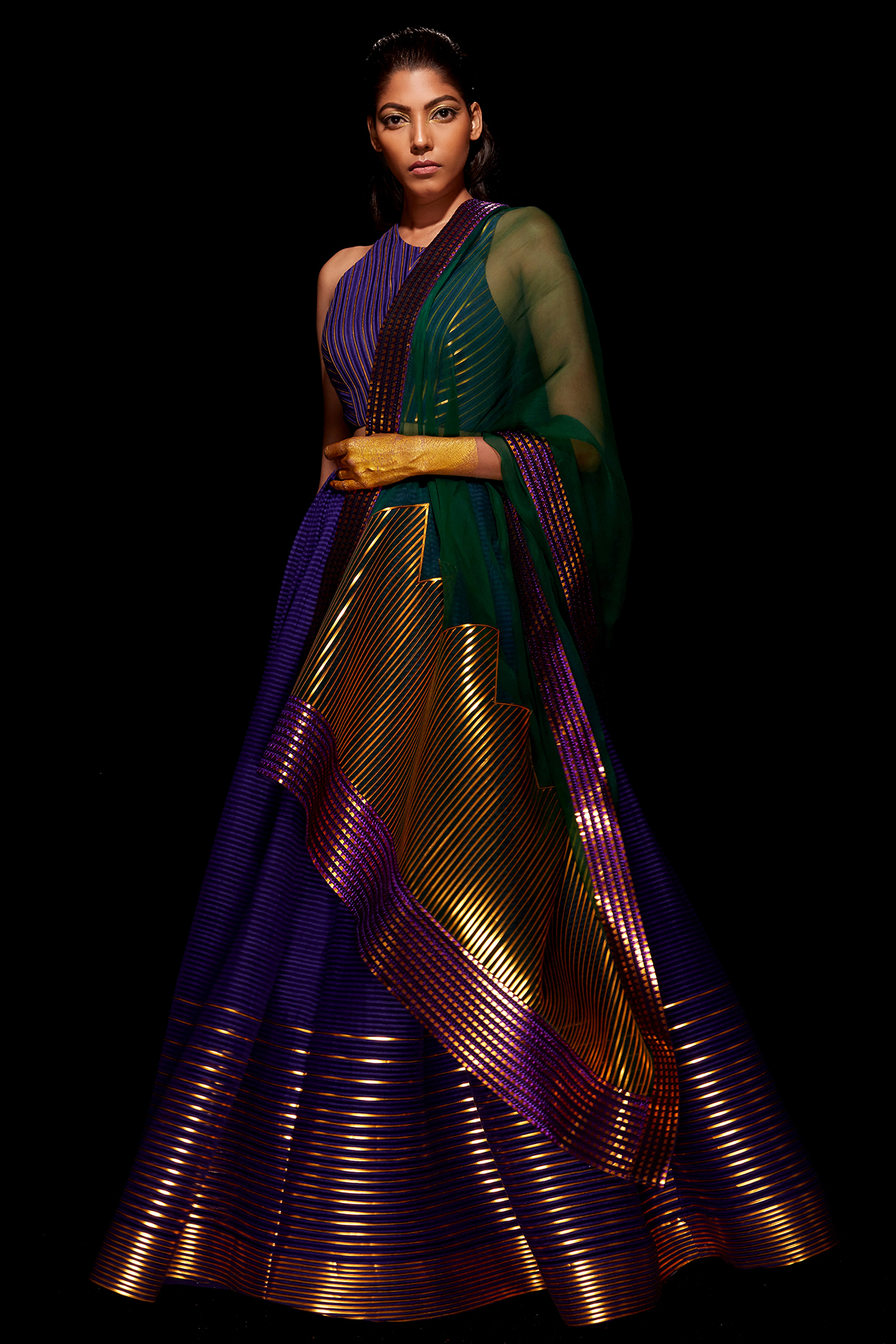 Emerald Green & Gold Metallic Bridal Lehenga Set by Amit Aggarwal at Pernia's Pop Up Shop
