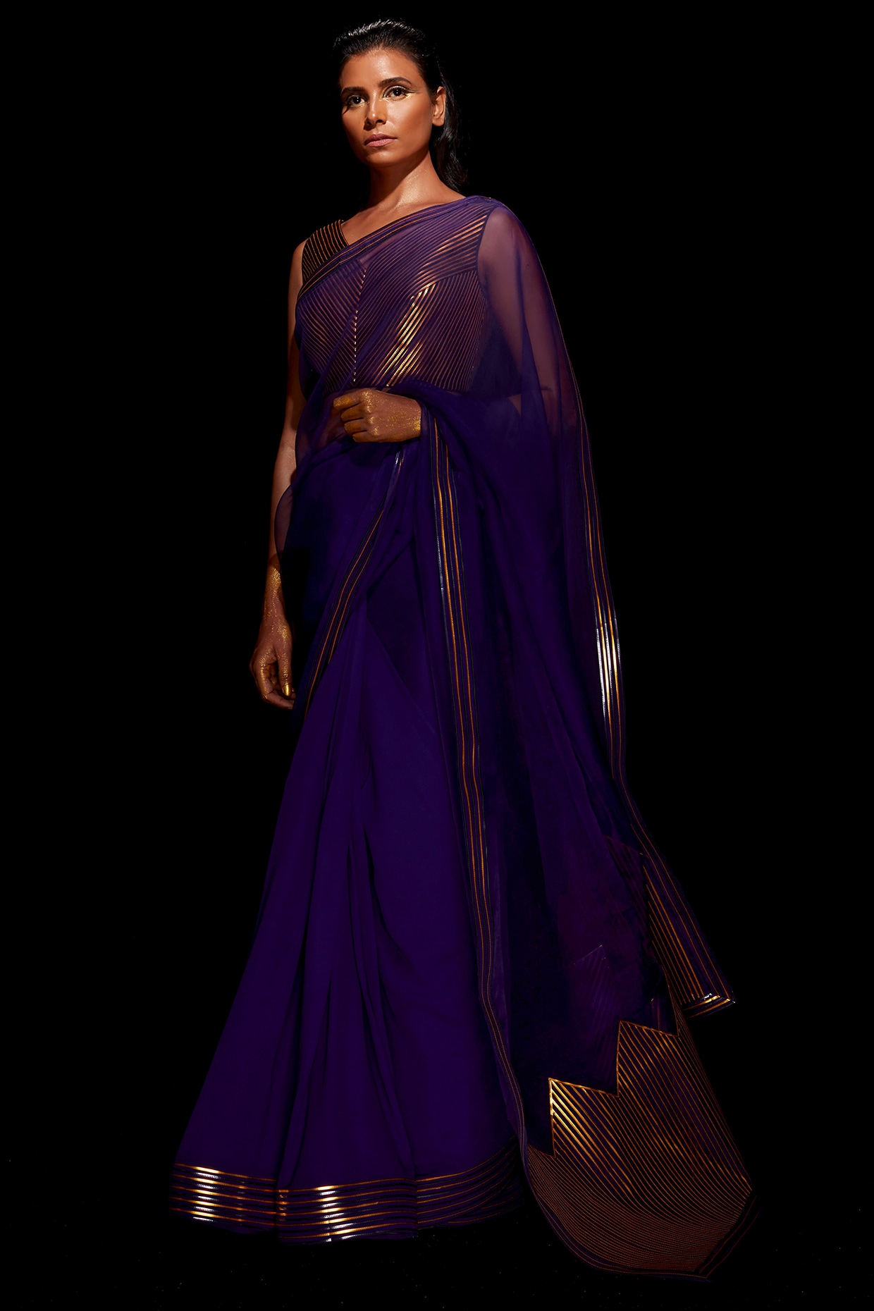 Women's Surya full-metallic Gold saree – HEMANG AGRAWAL