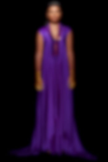 Purple Metallic Draped Cocktail Dress by Amit Aggarwal at Pernia's Pop Up Shop