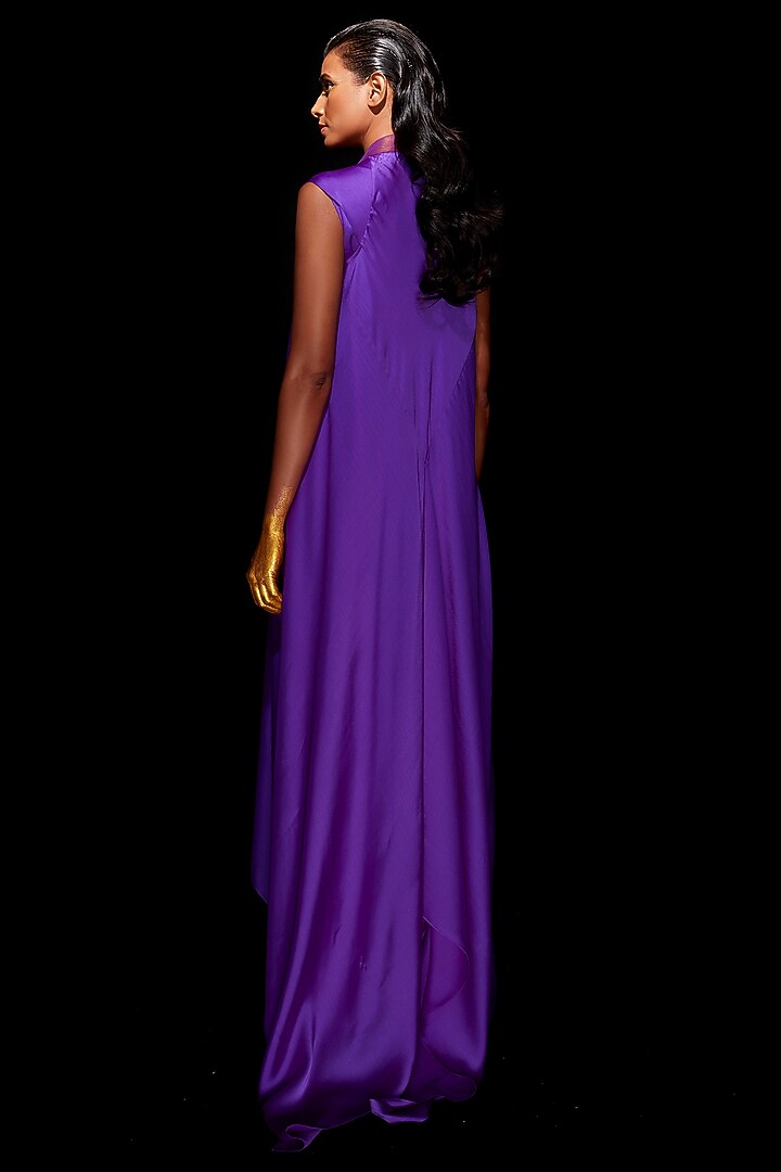 Purple Metallic Draped Cocktail Dress by Amit Aggarwal at Pernia's Pop Up Shop