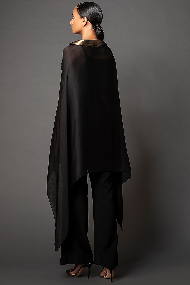 Black Draped Cape Set by Amit Aggarwal at Pernia's Pop Up Shop