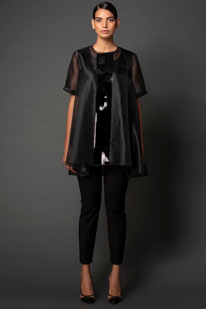 Black Striper Shirt by Amit Aggarwal at Pernia's Pop Up Shop