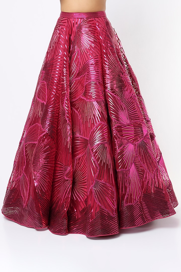 Fuchsia Metallic Bridal Lehenga Set by Amit Aggarwal at Pernia's Pop Up Shop