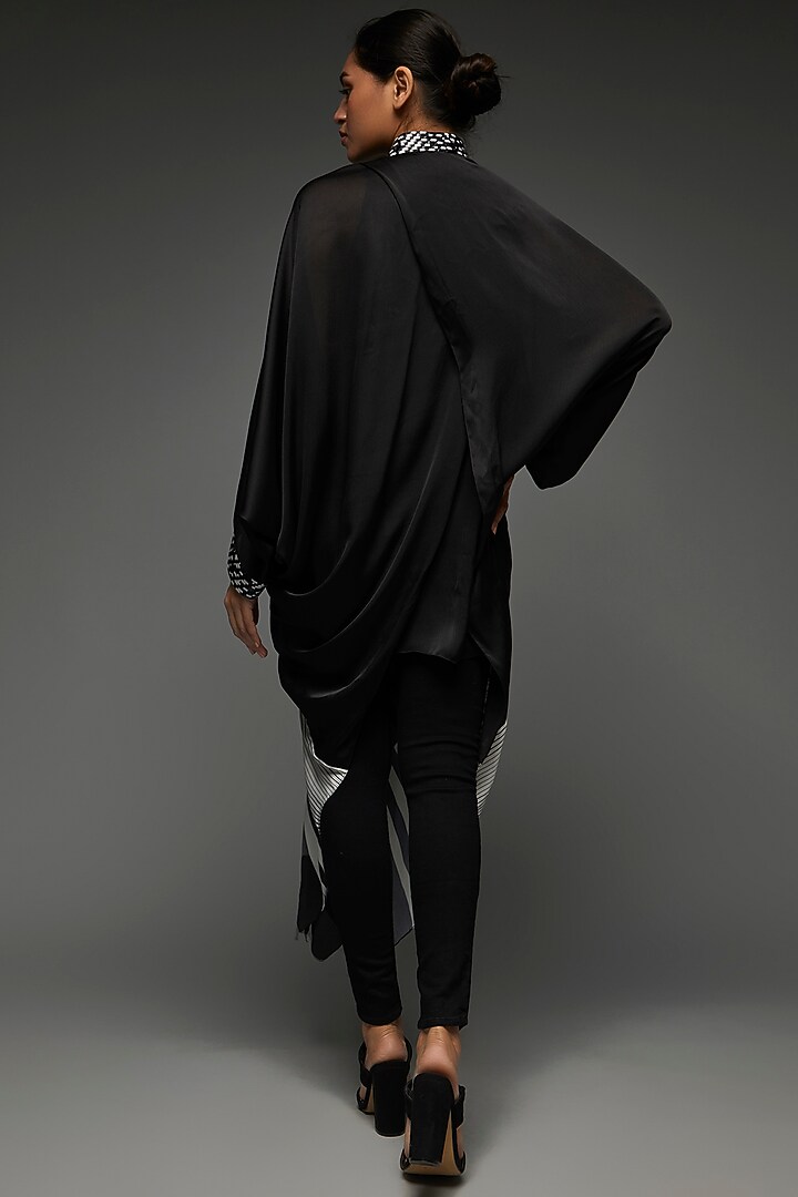 Black Chiffon Draped Top by Amit Aggarwal at Pernia's Pop Up Shop