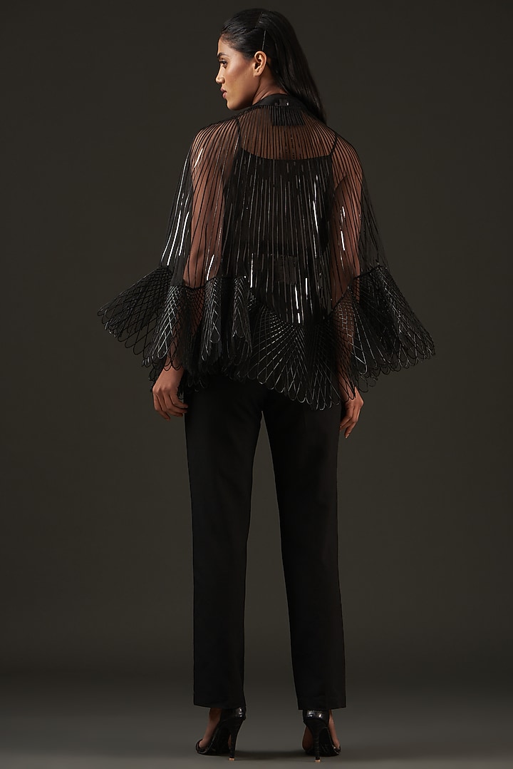 Black Tulle Jacket Set by Amit Aggarwal at Pernia's Pop Up Shop