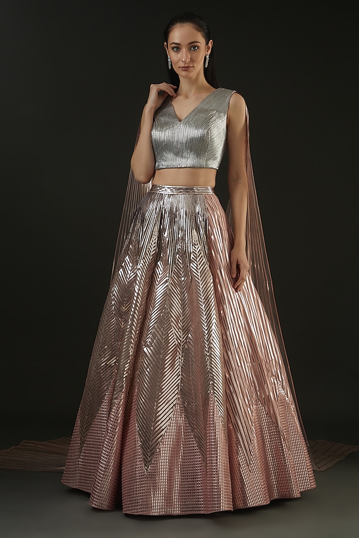Copper Embroidered Lehenga Set Design by Amit Aggarwal at Pernia's Pop