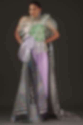 Multi-Colored Mesh & Metallic Polymer Wedding Gown by Amit Aggarwal at Pernia's Pop Up Shop