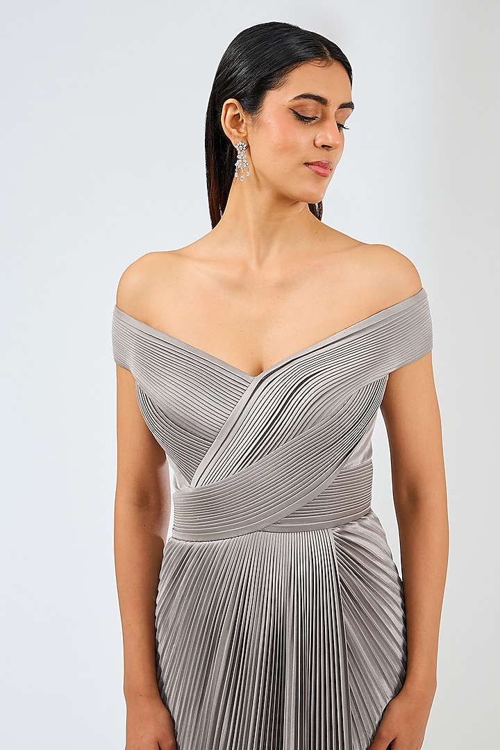 Steel-Colored Jersey Wedding Gown by Amit Aggarwal at Pernia's Pop Up Shop