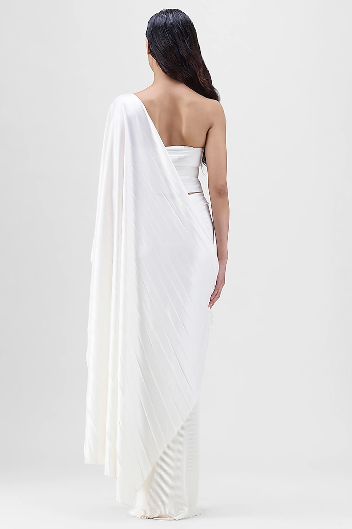 Pearl White Mineral Jersey Skirt Set by Amit Aggarwal at Pernia's Pop Up Shop