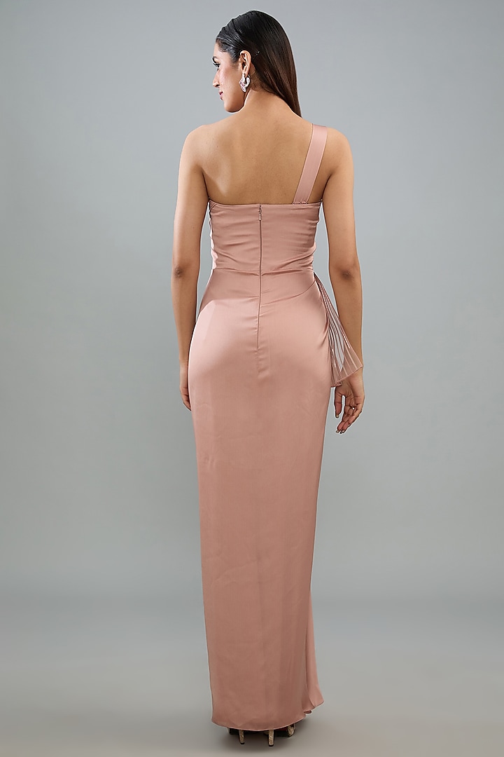 Rose Metallic Polymer & Crepe Chiffon Wedding Gown by Amit Aggarwal at Pernia's Pop Up Shop