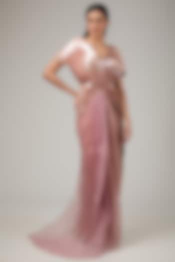 Blush Pink Metallic Polymer & Organza Bridal Gown by Amit Aggarwal at Pernia's Pop Up Shop