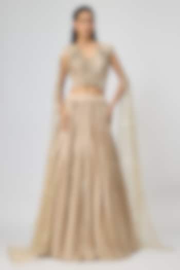 Sand Jersey Bridal Lehenga Set by Amit Aggarwal at Pernia's Pop Up Shop