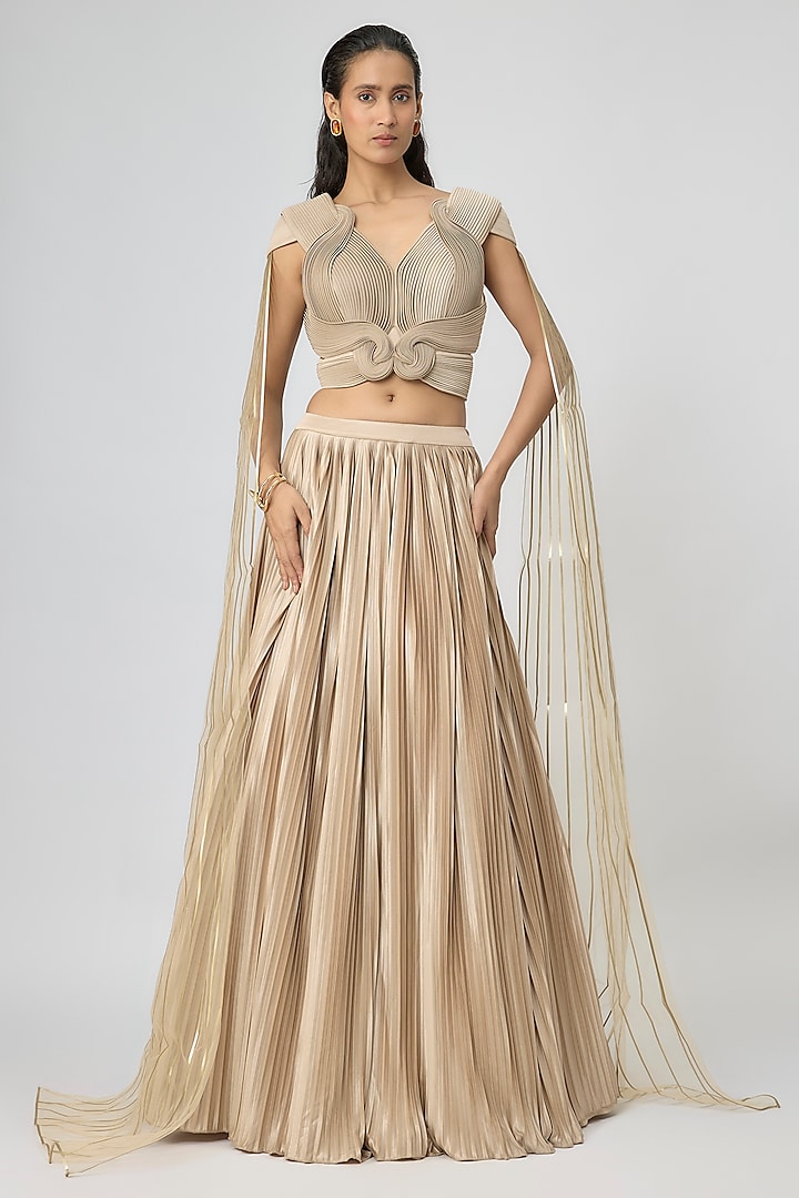 Sand Jersey Bridal Lehenga Set by Amit Aggarwal at Pernia's Pop Up Shop