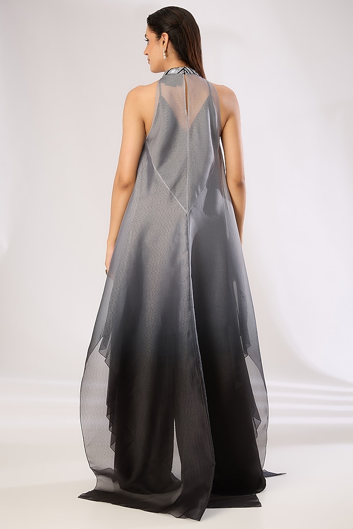 sachin and babi light blue dress Steel Grey Satin Chiffon Maxi Cocktail Dress by Amit Aggarwal at Pernia's  Pop Up Shop 2026