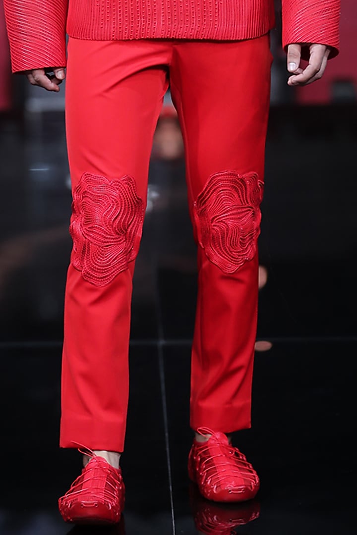 Red Cord Hand Embroidered Co-Ord Set by Amit Aggarwal Men at Pernia's Pop Up Shop