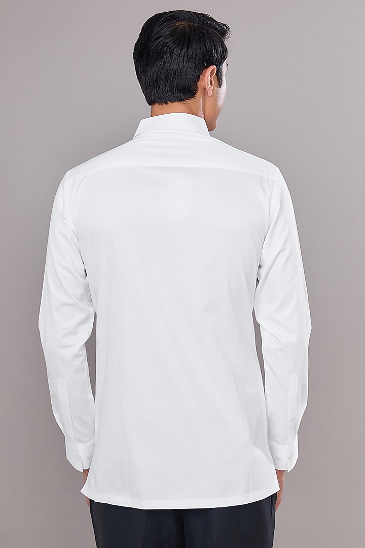 Ivory Cotton Satin Wedding Shirt by Amit Aggarwal Men at Pernia's Pop Up Shop