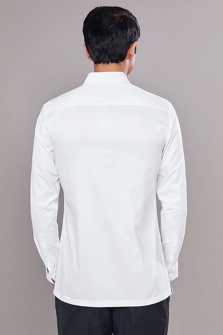 Ivory Cotton Satin Wedding Shirt by Amit Aggarwal Men at Pernia's Pop Up Shop