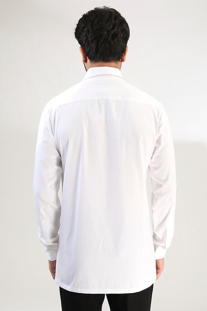 White Cotton Satin Shirt by Amit Aggarwal Men at Pernia's Pop Up Shop