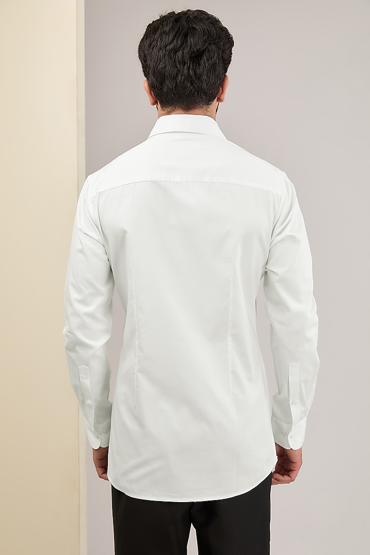 White Cotton Satin Wedding Shirt by Amit Aggarwal Men at Pernia's Pop Up Shop