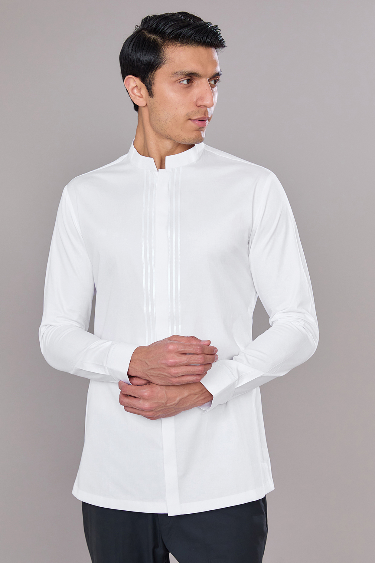 Ivory Cotton Satin Shirt by Amit Aggarwal Men