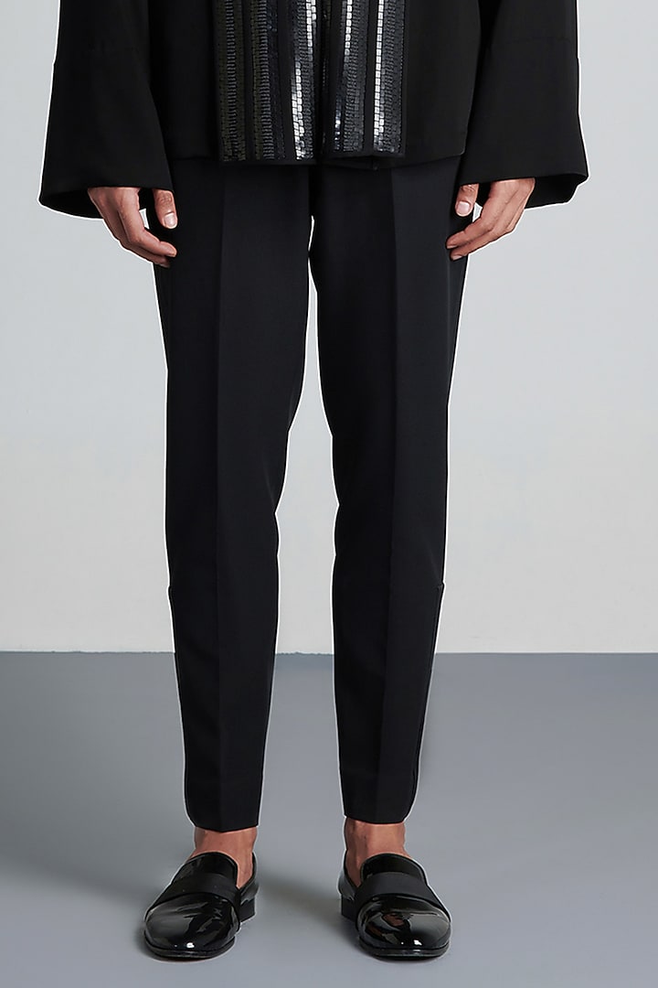 Black Stretch Crepe Kimono by Amit Aggarwal Men at Pernia's Pop Up Shop