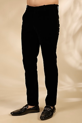 Black Velvet Pants by Amit Aggarwal Men