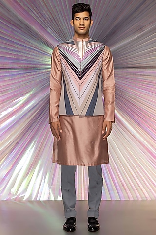 Multi-Colored Satin Crepe Waistcoat by Amit Aggarwal Men