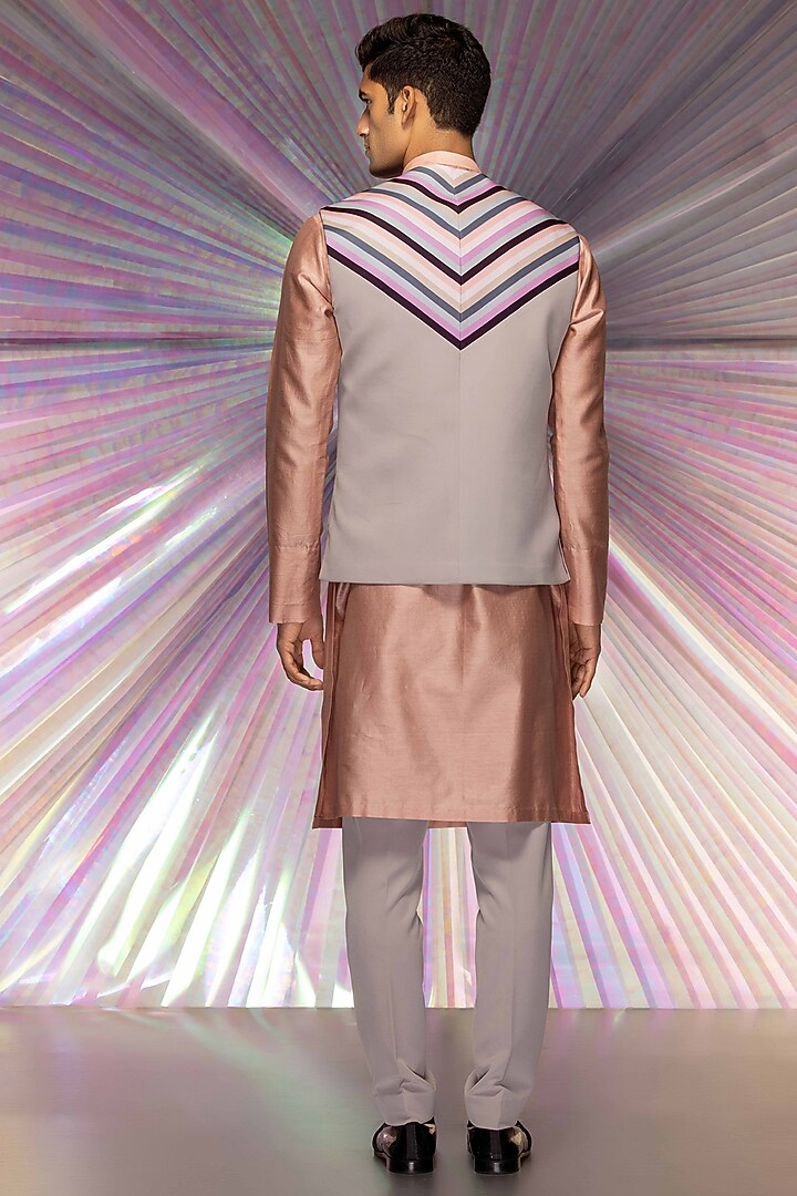 Multi-Colored Satin Crepe Waistcoat by Amit Aggarwal Men at Pernia's Pop Up Shop