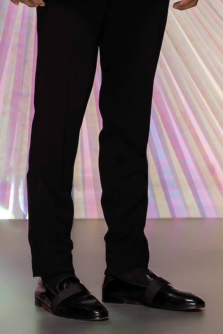 Black Chanderi Blazer Set by Amit Aggarwal Men at Pernia's Pop Up Shop