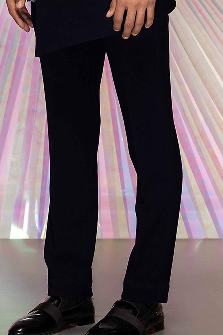 Black Stretch Crepe Jacket Set by Amit Aggarwal Men at Pernia's Pop Up Shop