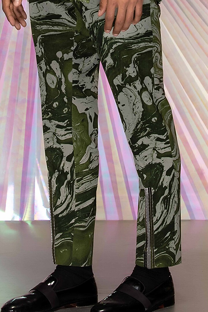 Pastel Green Satin Crepe Pant Set by Amit Aggarwal Men at Pernia's Pop Up Shop