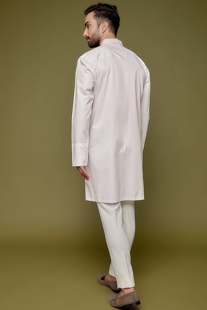 White Cotton Satin & Metallic Polymer Pant Set by Amit Aggarwal Men at Pernia's Pop Up Shop