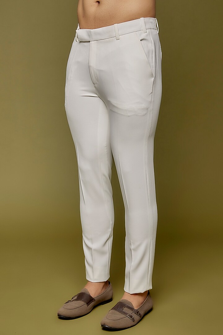 White Cotton Satin & Metallic Polymer Pant Set by Amit Aggarwal Men at Pernia's Pop Up Shop