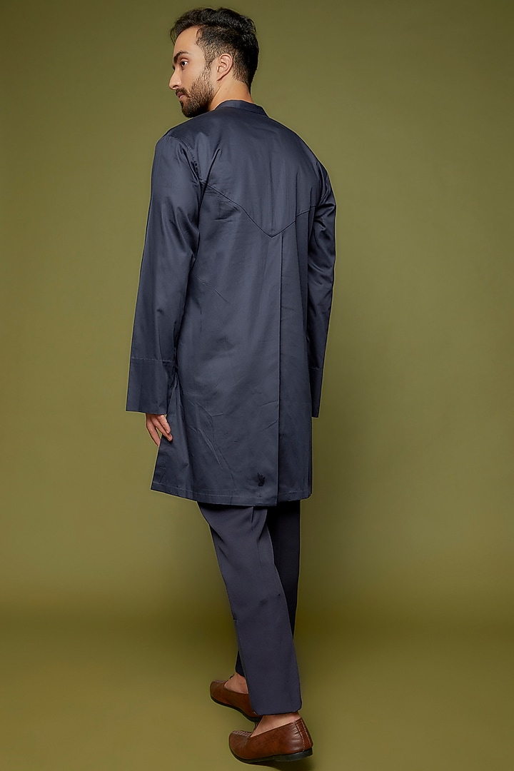 Indigo Blue Mesh Fabric Pant Set by Amit Aggarwal Men at Pernia's Pop Up Shop