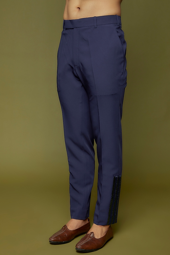Cobalt Blue Metallic Handwoven Groom Sherwani Set by Amit Aggarwal Men at Pernia's Pop Up Shop